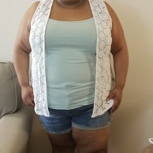 White Crochet vest with chiffon back